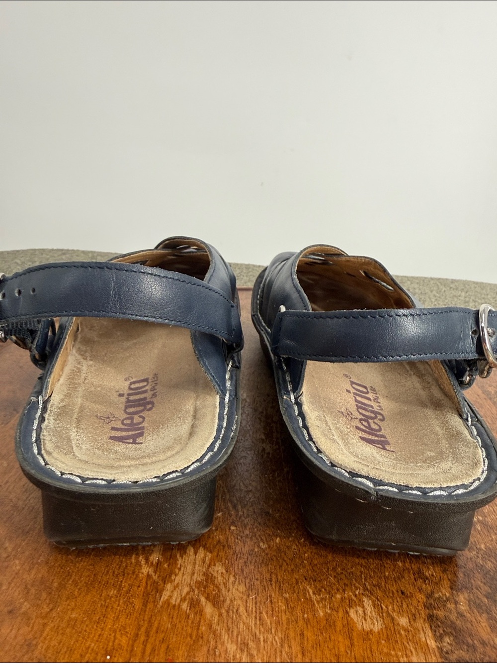 Alegria Shoes Wm 40 (9.5-10) Blue Leather Slingback Comfort Freesia Clog Mule - Picture 7 of 13